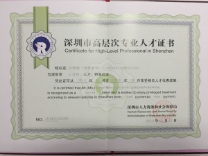 深圳专业人才证书
